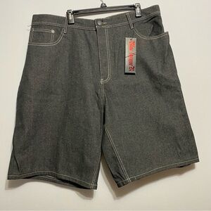 Y2K Black Lacquer Jean Shorts Mens 48 Black Baggy 90s Skater